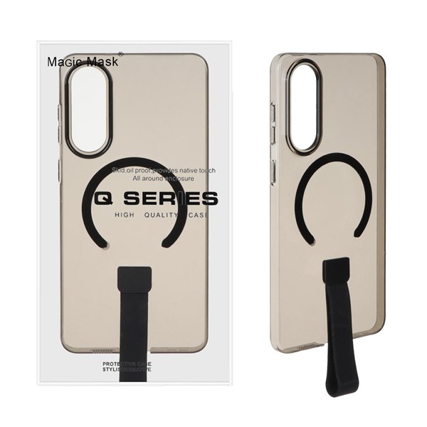 قاب اورجینال Q Series شفاف فینگربند سیلیکونی Magsafe مدل Samsung Galaxy S25 Edge - مشکی (پک دار) - MPS